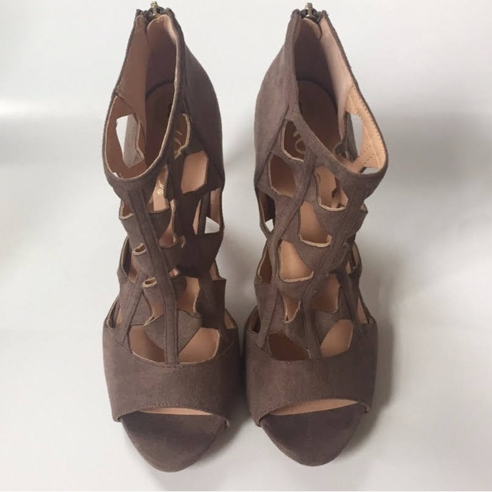 XOXO Brown Cutout Heels